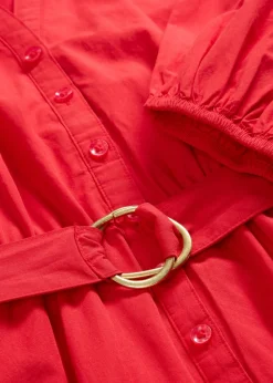 bonprix bonprix Vestido camisero con parte de seda y cinturón fresa Best