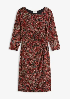 bonprix bonprix Vestido camisero con patrón  paisley Negro-rojo con patrón paisley Clearance