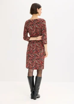 bonprix bonprix Vestido camisero con patrón paisley Negro-rojo con patrón paisley Clearance