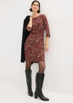 bonprix bonprix Vestido camisero con patrón paisley Negro-rojo con patrón paisley Clearance