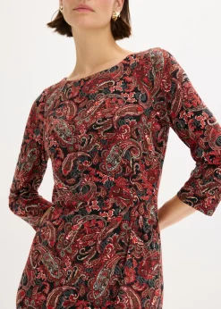 bonprix bonprix Vestido camisero con patrón paisley Negro-rojo con patrón paisley Clearance