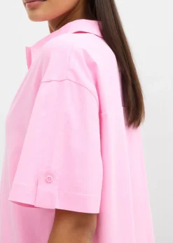 bonprix bonprix Vestido camisero confeccionado con mezcla de algodón orgánico elástico Rosa Hot