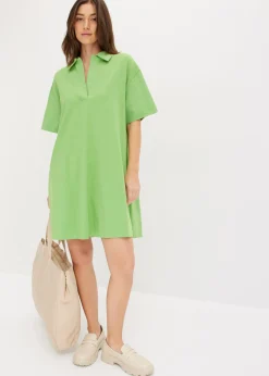 bonprix bonprix Vestido camisero confeccionado con mezcla de algodón orgánico elástico Verde trébol Best