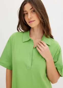 bonprix bonprix Vestido camisero confeccionado con mezcla de algodón orgánico elástico Verde trébol Best