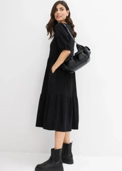 bonprix bonprix Vestido camisero de algodón puro Negro Online