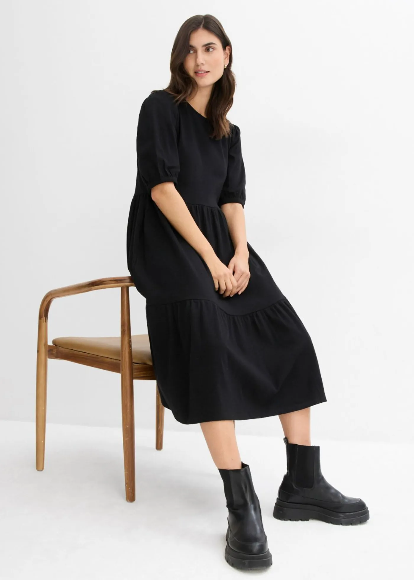 bonprix bonprix Vestido camisero de algodón puro Negro Online