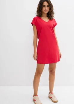 bonprix bonprix Vestido camisero de algodón orgánico puro (2 unidades) azul marino/rojo intenso Discount