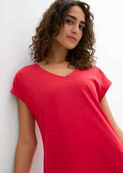 bonprix bonprix Vestido camisero de algodón orgánico puro (2 unidades) azul marino/rojo intenso Discount