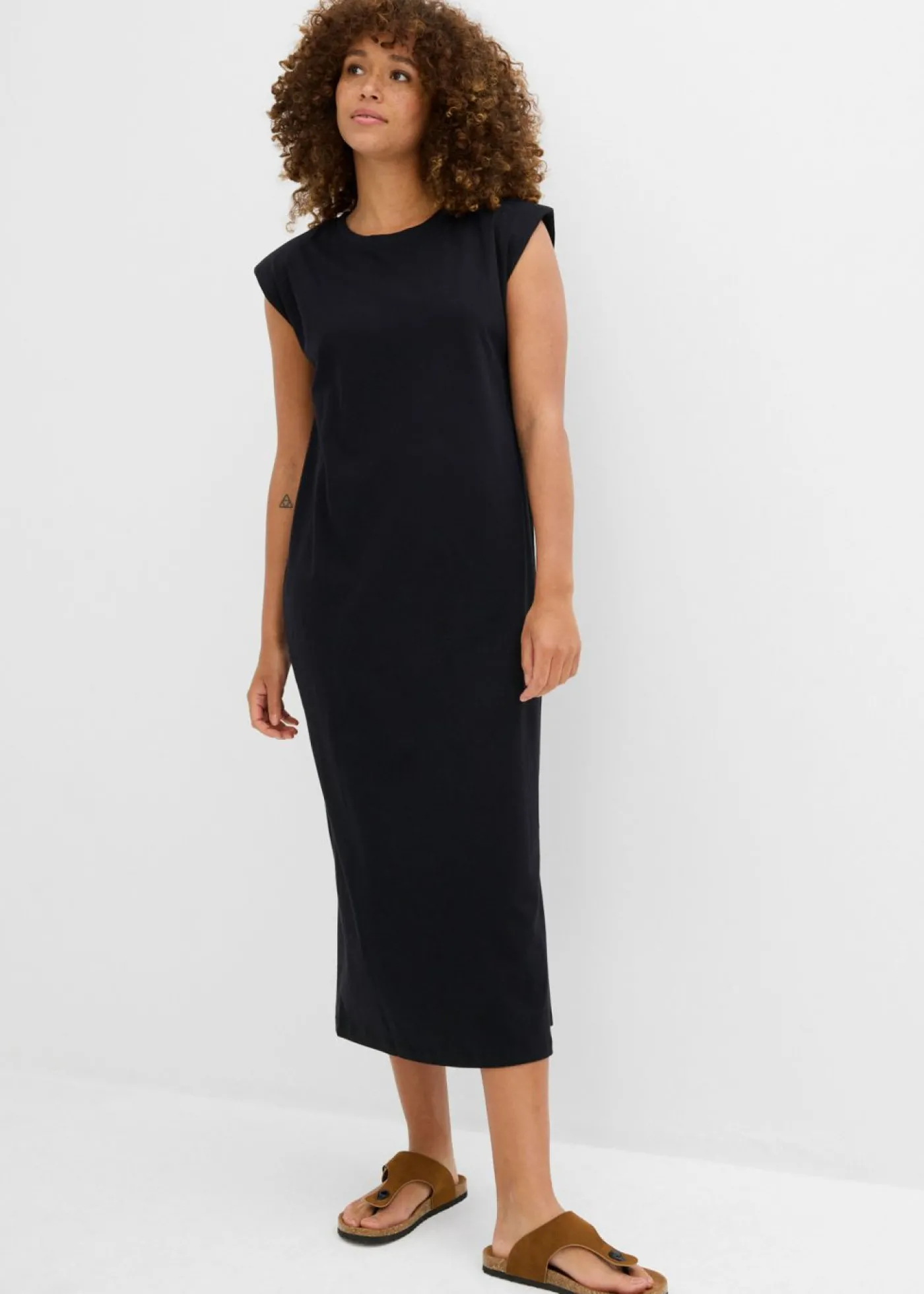 bonprix bonprix Vestido camisero de algodón orgánico puro Negro Discount