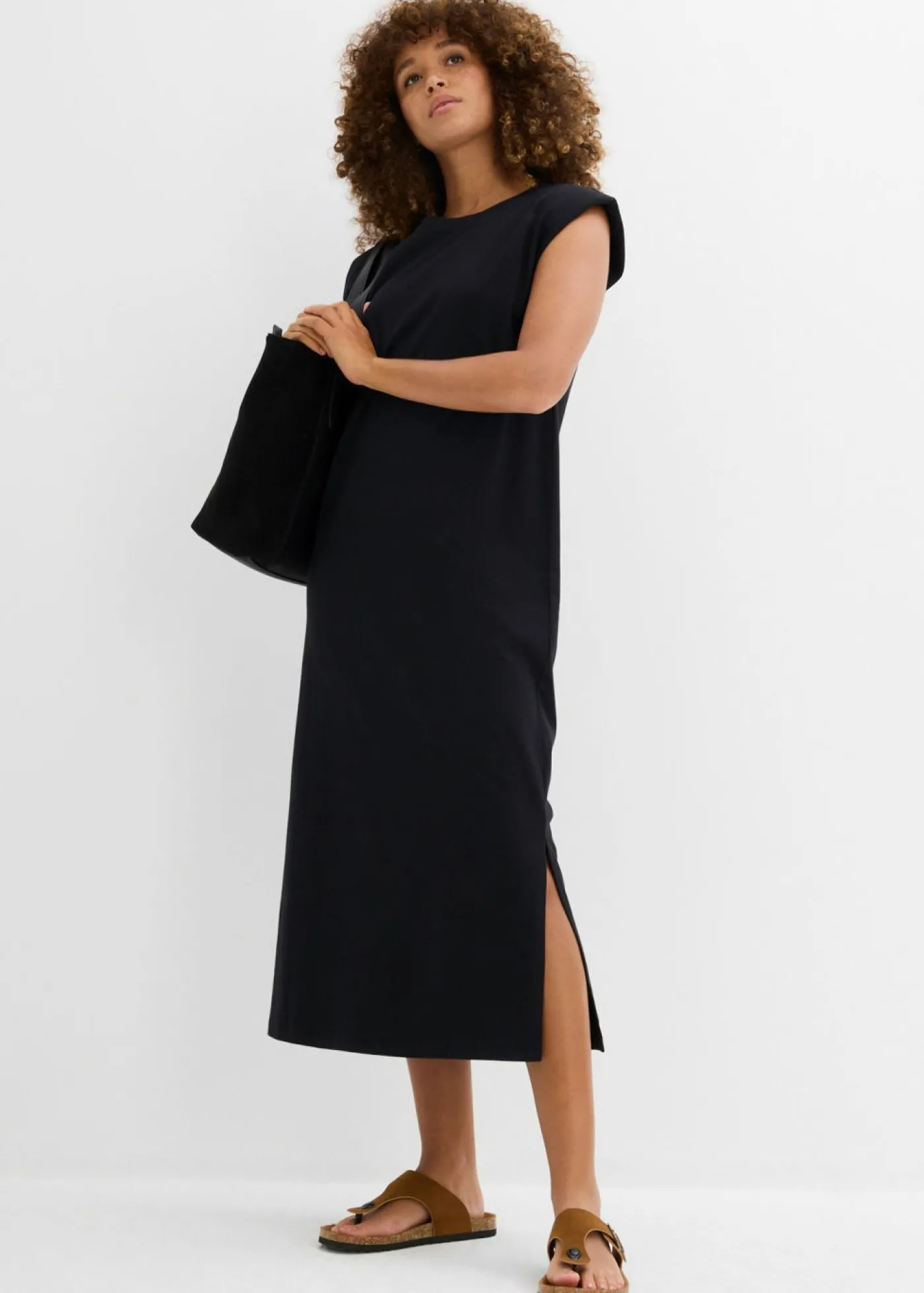 bonprix bonprix Vestido camisero de algodón orgánico puro Negro Discount