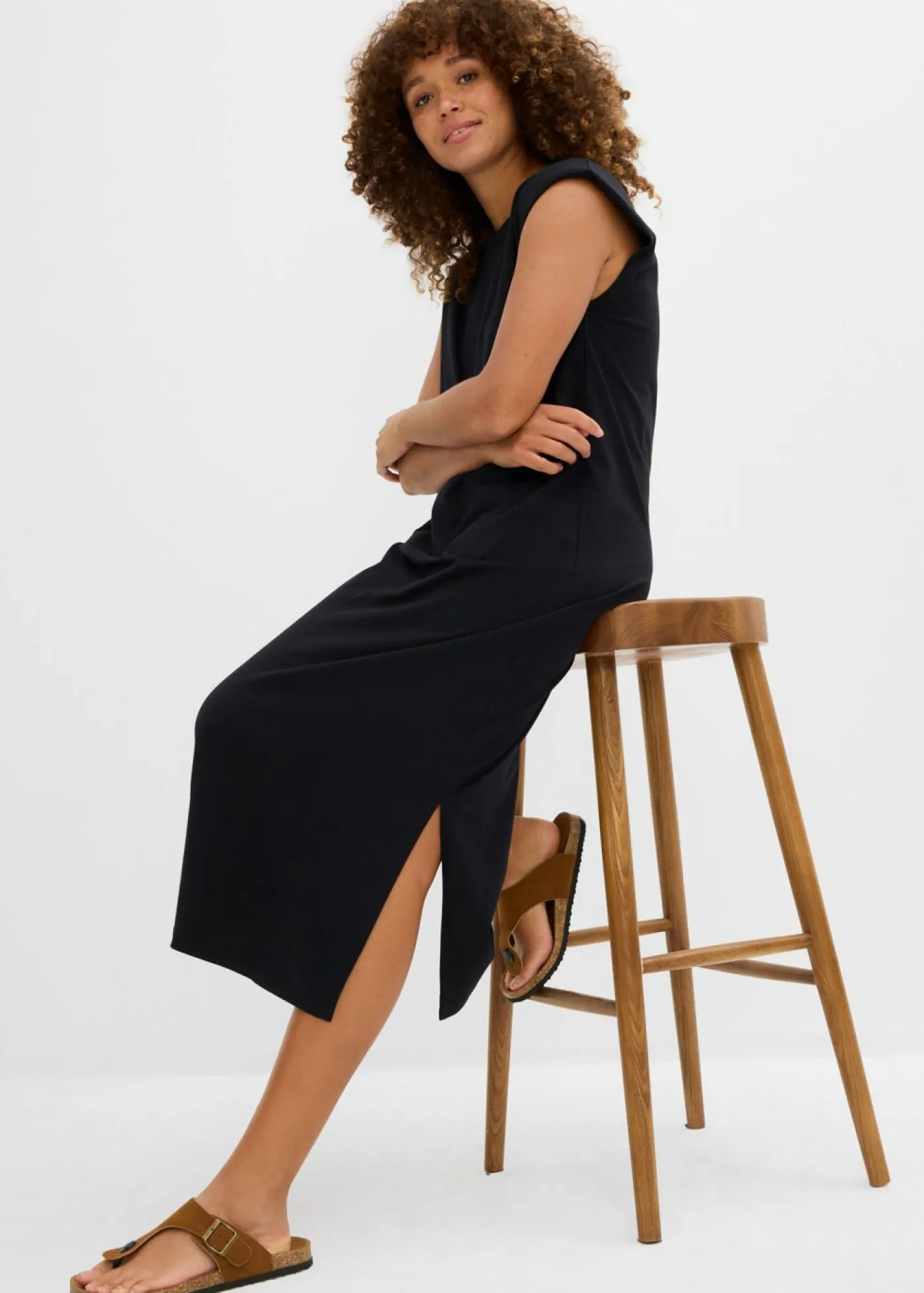 bonprix bonprix Vestido camisero de algodón orgánico puro Negro Discount