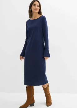 bonprix bonprix Vestido camisero de algodón puro Azul marino Discount