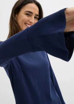 bonprix bonprix Vestido camisero de algodón puro Azul marino Discount