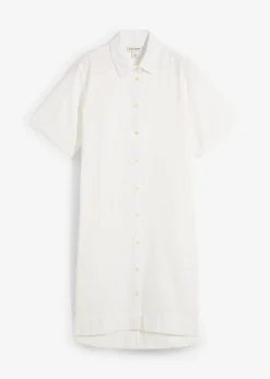 bonprix bonprix Vestido camisero de algodón puro Blanco lana