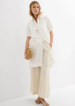 bonprix bonprix Vestido camisero de algodón puro Blanco lana