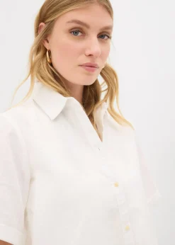 bonprix bonprix Vestido camisero de algodón puro Blanco lana