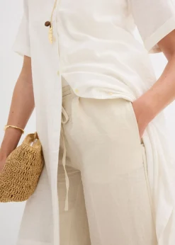 bonprix bonprix Vestido camisero de algodón puro Blanco lana