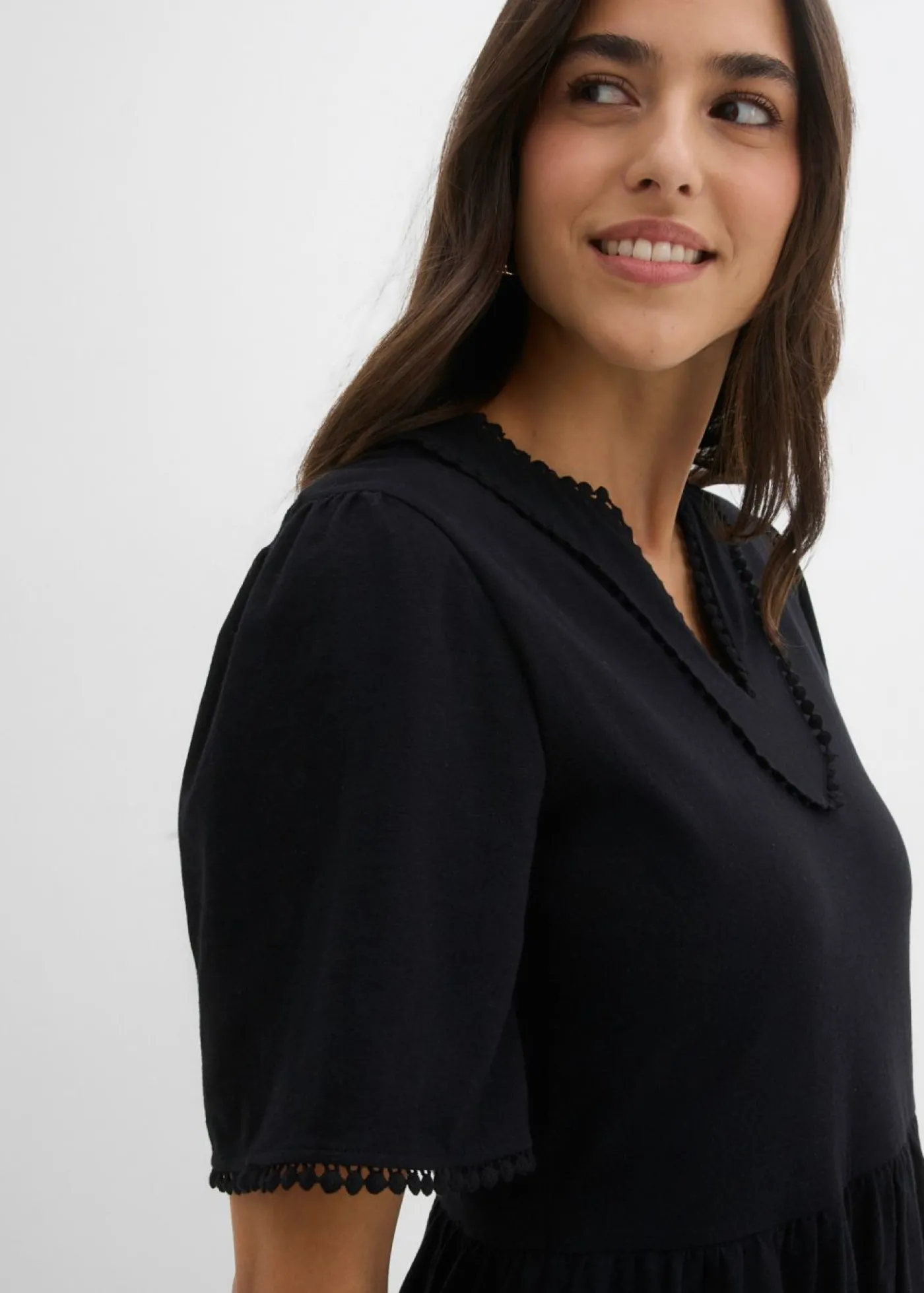 bonprix bonprix Vestido camisero de algodón puro Negro Discount
