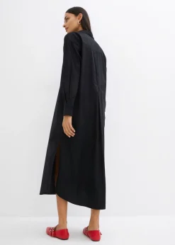 bonprix bonprix Vestido camisero de algodón puro Negro Hot