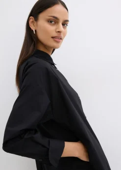 bonprix bonprix Vestido camisero de algodón puro Negro Hot