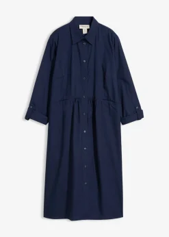 bonprix bonprix Vestido camisero de algodón puro Azul marino