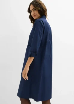 bonprix bonprix Vestido camisero de algodón puro Azul marino