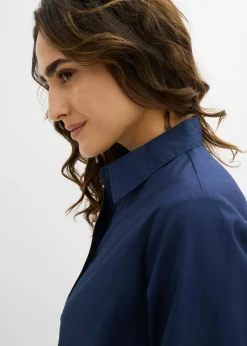 bonprix bonprix Vestido camisero de algodón puro Azul marino