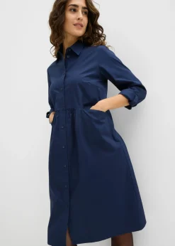 bonprix bonprix Vestido camisero de algodón puro Azul marino