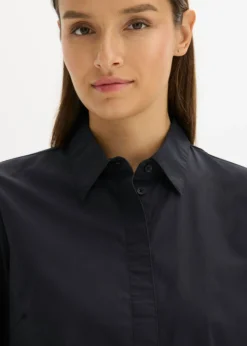bonprix bonprix Vestido camisero de algodón puro Negro New