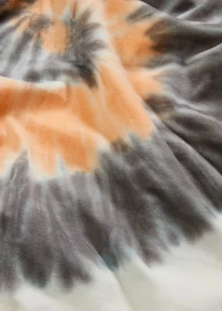 bonprix bonprix Vestido camisero de algodón puro Gris humo-naranja-blanco estampado Outlet