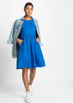 bonprix bonprix Vestido camisero de algodón puro con bolsillos Azur Clearance