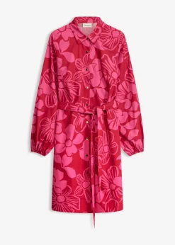 bonprix bonprix Vestido camisero de algodón puro rosa caliente Sale