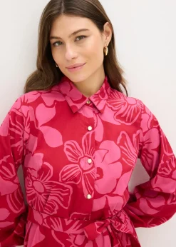 bonprix bonprix Vestido camisero de algodón puro rosa caliente Sale