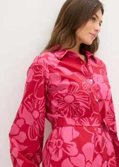 bonprix bonprix Vestido camisero de algodón puro rosa caliente Sale