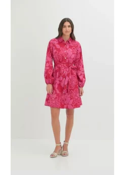 bonprix bonprix Vestido camisero de algodón puro rosa caliente Sale