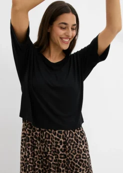 bonprix bonprix Vestido camisero de algodón puro Negro Outlet
