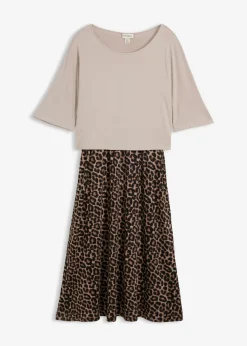 bonprix bonprix Vestido camisero de algodón puro estampado leo piedra
