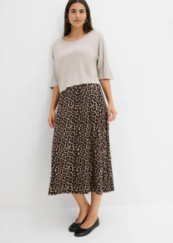 bonprix bonprix Vestido camisero de algodón puro estampado leo piedra