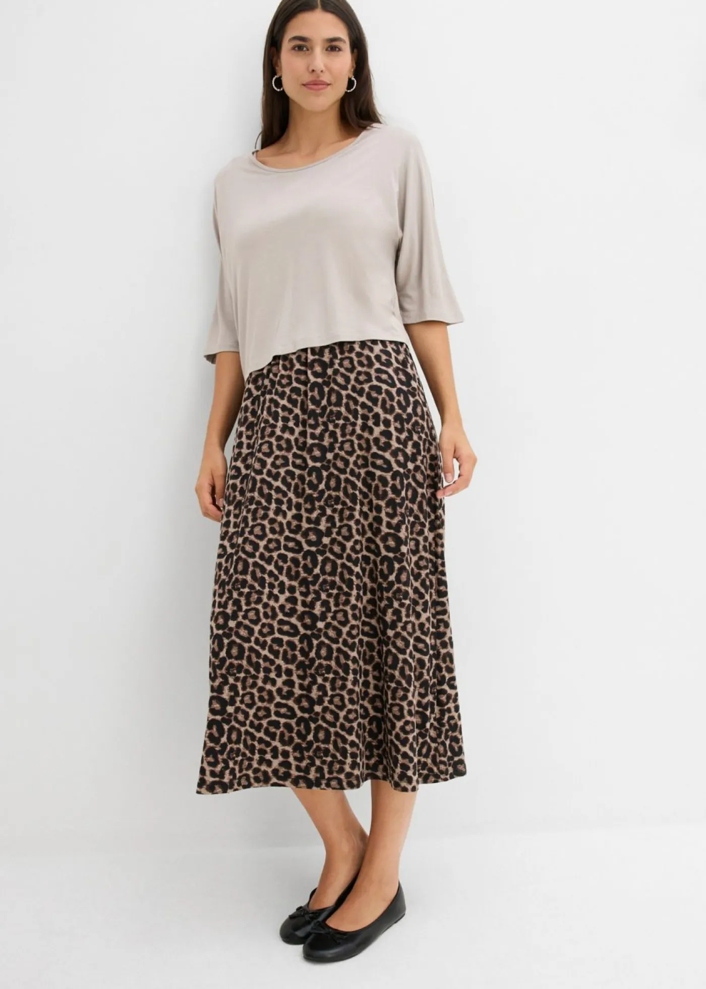 bonprix bonprix Vestido camisero de algodón puro estampado leo piedra