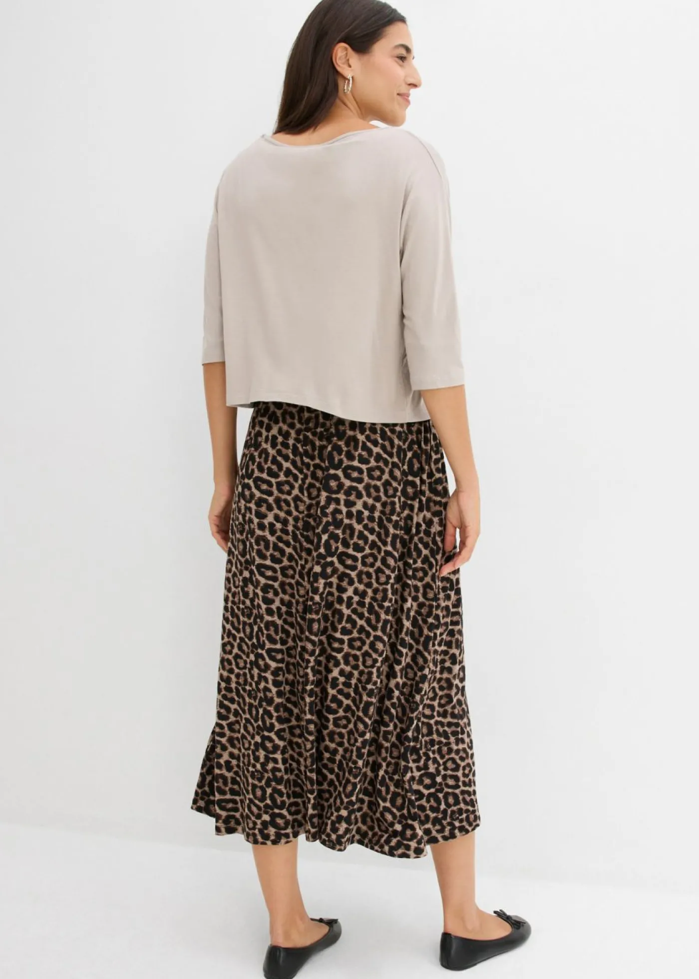 bonprix bonprix Vestido camisero de algodón puro estampado leo piedra
