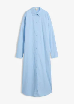 bonprix bonprix Vestido camisero de algodón puro Azul claro