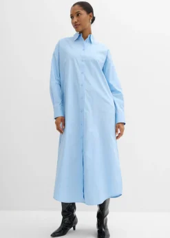 bonprix bonprix Vestido camisero de algodón puro Azul claro