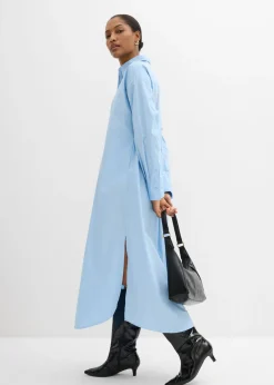 bonprix bonprix Vestido camisero de algodón puro Azul claro