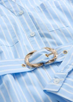 bonprix bonprix Vestido camisero de algodón puro azul claro/blanco con rayas Discount