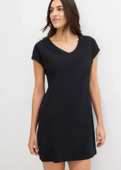 bonprix bonprix Vestido camisero de algodón orgánico puro (2 unidades) Negro + verde agua Outlet