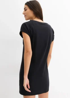 bonprix bonprix Vestido camisero de algodón orgánico puro (2 unidades) Negro + verde agua Outlet