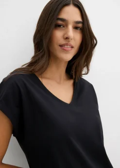bonprix bonprix Vestido camisero de algodón orgánico puro (2 unidades) Negro + verde agua Outlet