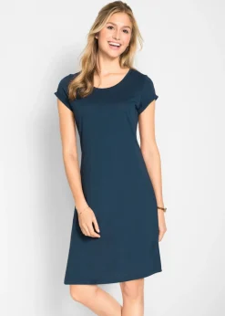 bonprix bonprix Vestido camisero de algodón orgánico puro Azul marino Outlet