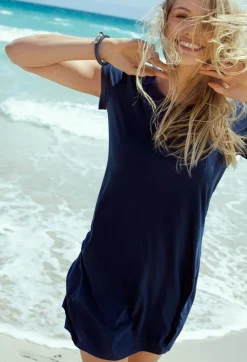 bonprix bonprix Vestido camisero de algodón orgánico puro Azul marino Outlet