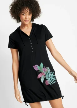 bonprix bonprix Vestido camisero de algodón, manga corta Negro Best